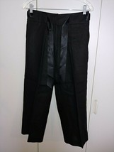 Talbots Ladies Pure Irish Linen Black Cropped PANTS-4-RIBBON Tie BELT-NWOT-NICE - £19.58 GBP