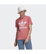 Adidas Women&#39;s EssentialsTrefoil Tee Shirt GN2907 Pink /White Size XSmall - £14.74 GBP