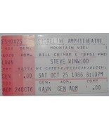Steve Winwood 1986 Ticket Stub Shoreline + After Show Pass VG Bill Graha... - $372.18 MXN