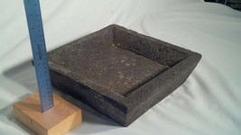 Square Aged Black Volcanic Stone Pumice Hand Carved Planter / Tray - £87.92 GBP