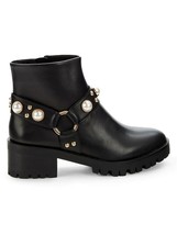 Karl Lagerfeld Paris Pixie Embellished Moto Booties Size 8.5 New In Box - £161.40 GBP