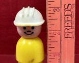 JUMBO Fisher Price Little People 3&quot; Construction Worker w/ Hard Hat VTG ... - $11.87