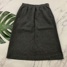 Sag Harbor Vintage Pencil Skirt Size 11/12 Gray Red Stripe Wool Blend Pockets - £20.64 GBP