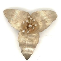 Vintage Sterling Signed Janna Thomas Made in Mexico Trillium Flower Shape Brooch - £84.09 GBP