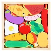 Lot Of 2 Melissa And Doug Style Montessori Children&#39;s 3D Wood Food Puzzle Toys - £11.03 GBP