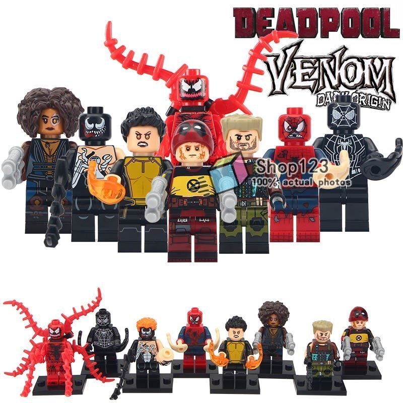 Primary image for 8pcs/set Marvel Superhero Venom Carnage Spiderman & Deadpool Domino Minifigures