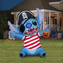 Gemmy Halloween Lilo and Stitch Pirate Airblown Yard Inflatable Disney 4.5&#39; - £45.94 GBP