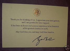 Pres Gw Bush Card Thank You God Bless America White House Gold Eagle Republican - £8.33 GBP