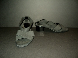 Etienne Aigner Heels Sandals 6.5 M Black Fabric Straps, Elastic Ankle Straps - £27.11 GBP