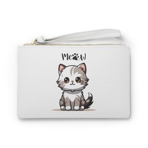 funny cat meow animal lovers gift Clutch Bag - £22.91 GBP