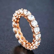 2.5MM Eternidad Completo Alianza Moissanita Diamante 14K Oro Amarillo Chapado - £139.30 GBP