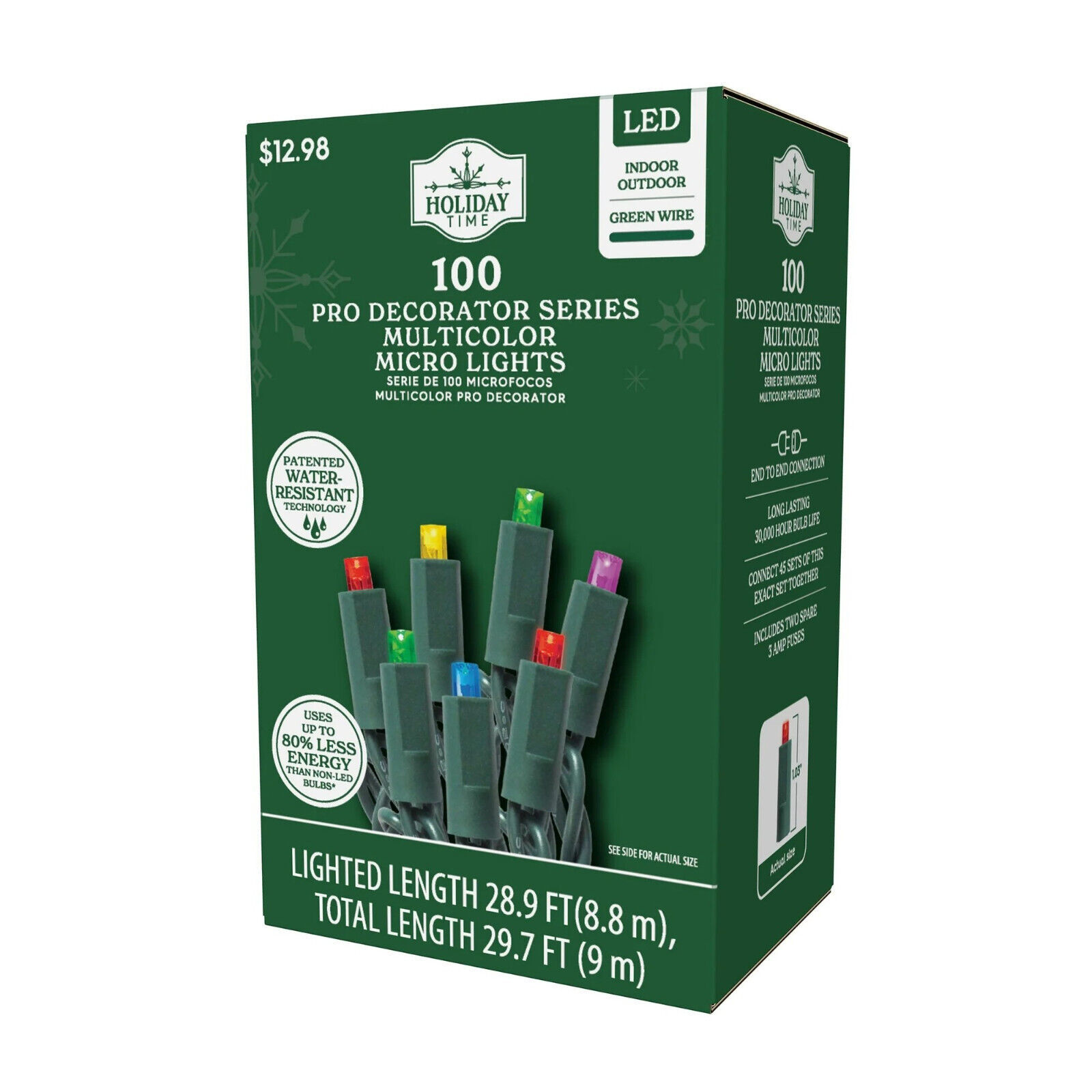 HOLIDAY TIME 58381-89 100CT PRO DECORATOR SERIES MULTICOLOR MICRO LED 29... - $12.98