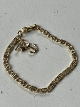 Vintage Germany Marked Lightweight Goldtone Paperclip Chain w Religious Anchor - £10.43 GBP