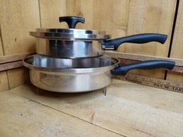 Viintage KITCHEN CRAFT 3 Ply 18-8 Stainless Steel 9.5&quot; &amp; 7.5&quot; SKILLET Fr... - £78.94 GBP