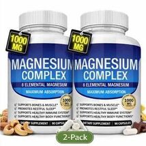 2 PCS Magnesium Complex 8 Essential Magnesium Supplement 1000mg - $28.99