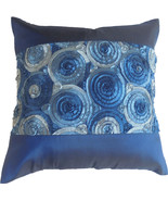 KN344 blue Cushion cover Flower Rose checkered Throw Pillow Decoration Case - $9.99