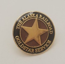 The Alaska Railroad Goldstar Service Train Lapel Hat Pin Tie Tack Button - $16.63