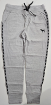 Victorias Secret PINK Sweatpants Medium Gray Black w/ Dog Pockets Drawst... - $44.99
