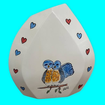 Vtg Bluebird Vase signed Stahl Ceramic White Vase Hand Decorated MCM - £19.12 GBP