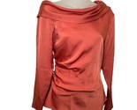 INTERMIX Silk/Spandex Blouse Pleated Neckline, Ruched Side Terracotta si... - $39.56