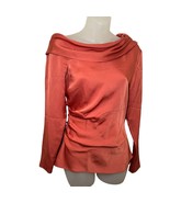 INTERMIX Silk/Spandex Blouse Pleated Neckline, Ruched Side Terracotta si... - £30.98 GBP