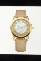 NEW Bernoulli 9843 Faun Women&#39;s Fashion Tan Leather Band Gold Metal Bezel Watch - £21.58 GBP