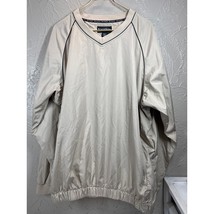 Footjoy Windbreaker Jacket Mens Beige Golf V Neck Classic Pullover Size XL - $24.95