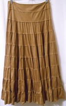 Women&#39;s Skirt Faux Suede Vegan Leather Tiered Maxi Flare Boho 6 /waist 29&quot; L36 - £31.46 GBP