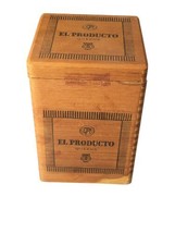 Vintage El Producto 25¢ Queens Wooden Hinged Cigar Box 7&quot; - £19.39 GBP