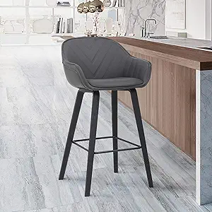 Armen Living Crimson Faux Leather and Wood Bar and Counter Height Stool,... - £151.51 GBP