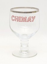 Chimay Belgian Beer Chalices Footed Clear Glass Silver Trim Vintage - £8.63 GBP