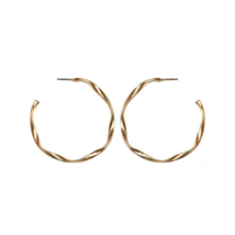 Glossy Twisted Hoop Earrings 18k Gold Plated - £8.92 GBP