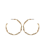Glossy Twisted Hoop Earrings 18k Gold Plated - £8.88 GBP