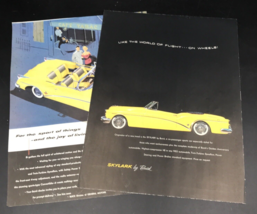 2 Diff 1953 Yellow GM Buick Skylark Convertible V8 Print Ad 10&quot; x 13.5&quot; - £14.55 GBP