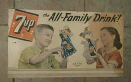 1950 7 Up Litho Cardboard Sign the all family Drink Bottle - $157.67