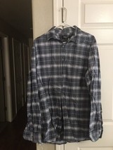 Men&#39;s Claiborne Stretch Button-Up Long-Sleeve Shirt-Gray/White Checkered... - $9.99