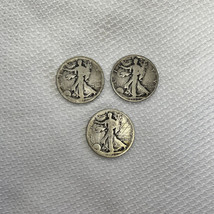 Lot of (3) 90% Silver Walking Liberty Half Dollar 1920, 1920 D, 1920 S - £47.92 GBP