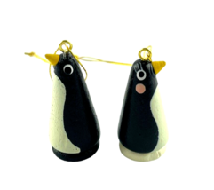 Avon Christmas Ornament Noah&#39;s Ark Penguins Handmade Hand Painted Set of 2 - $12.55
