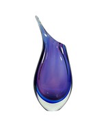 Hand Blown Glass Sommerso Tear Drop Vase layer Blue Purple Pink Cobalt h... - £46.23 GBP