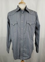 Wrangler Western Wear Shirt Pearl Snaps Gray Large L/S Rodeo Rockabilly Hipster - £17.57 GBP