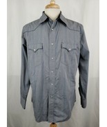 Wrangler Western Wear Shirt Pearl Snaps Gray Large L/S Rodeo Rockabilly ... - £17.25 GBP