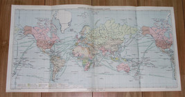 1901 Antique Map Of The World Transportation Colonies America Africa Asia - £26.91 GBP