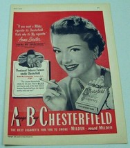 1949 Print Ad Chesterfield Cigarettes Movie Actress Anne Baxter Smoking - $9.88