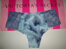 VICTORIA&#39;S SECRET &quot;PINK&quot; LACE TRIM NO SHOW CHEEKSTER PANTY MULTI BLUE TI... - $12.86