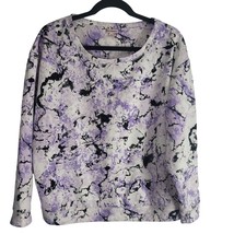 Juicy Couture Long Sleeve Top M Womens White Purple Black Crew Neck Pullover - £20.98 GBP