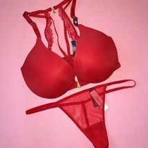 Victoria&#39;s Secret Racerback 32DD BRA SET O/S thong RED Valentine’s Day - $69.29