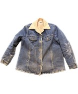 VTG Big Mac Denim Jean Jacket Sherpa Lined Collar Coat Size LG Made in USA - $201.75 CAD