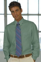 New Vantage 4X   Easy Care French Twill  L/S Spread Collar Dress Shirt Sage - £15.51 GBP