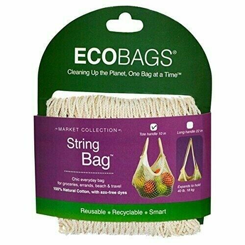ECOBAGS String Bags Natural Natural Cotton & Eco-Friendly Dyes Long Handles - $14.28