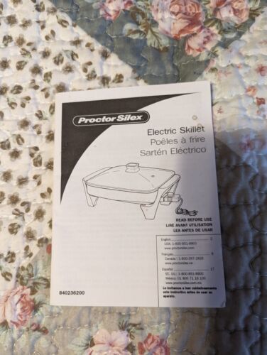 Proctor Silex Electric Skillet *Manual only* Model # 38526 - $4.94